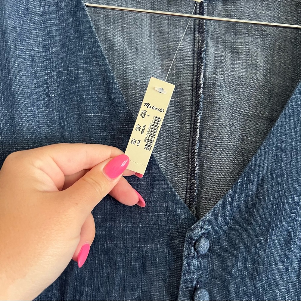 Madewell Denim Lilyblossom Button Front Dress NWT Sz 4 - Picture 4 of 8